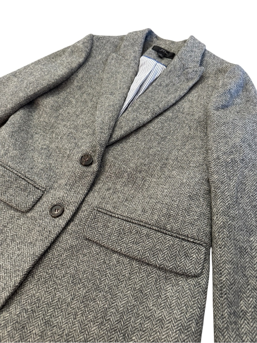 J.Crew 100% Wool Herringbone Blazer Grey Size 4 Excellent Condition